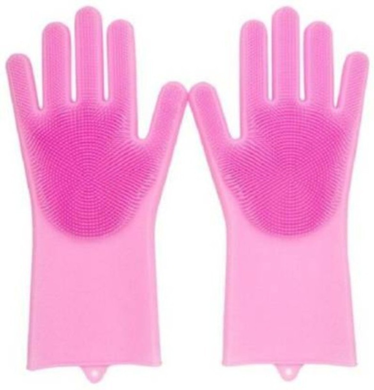 saisaien Silicon Gloves Perfect Kitchen Tool For Women Heat & Water Resistant Reusable Wet and Dry Glove(Free Size)