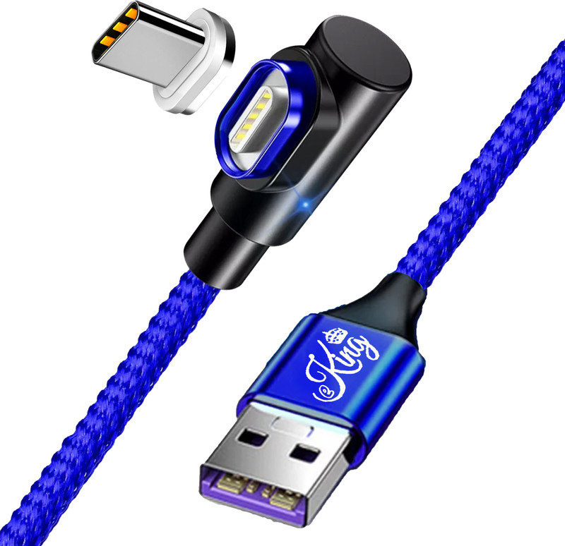 EKING Magnetic Charging Cable for Android 25 W, 5A V00C 3.0 L Type 90 Degree (Type C) 5 A 1 m Magnetic Charging Cable(Compatible with Xiaomi Mi A3, OnePlus 7, Xiaomi Redmi K20 Pro, Blue)