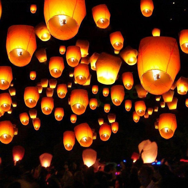 saini sales Gold Paper Sky Lantern(24 cm X 24 cm, Pack of 3)