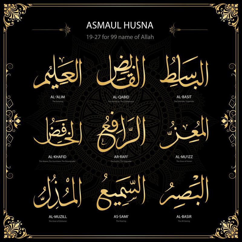 KD 99 names of Allah Sticker Poster|islamic poster|religious poster|size: Paper Print(18 inch X 18 inch, Rolled)