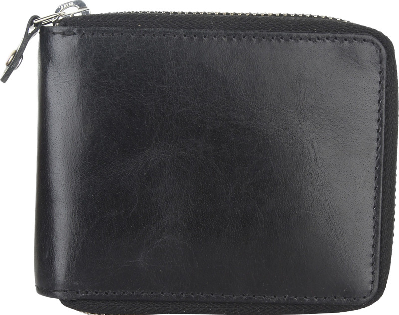 vilson Men Black Genuine Leather Wallet(11 Card Slots)
