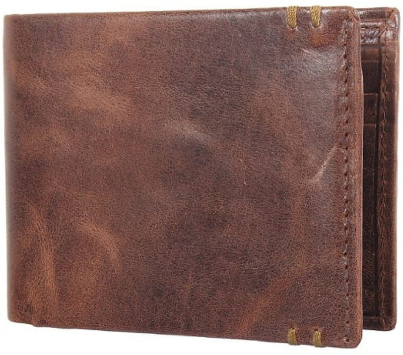 hintz Men Brown Genuine Leather Wallet(7 Card Slots)