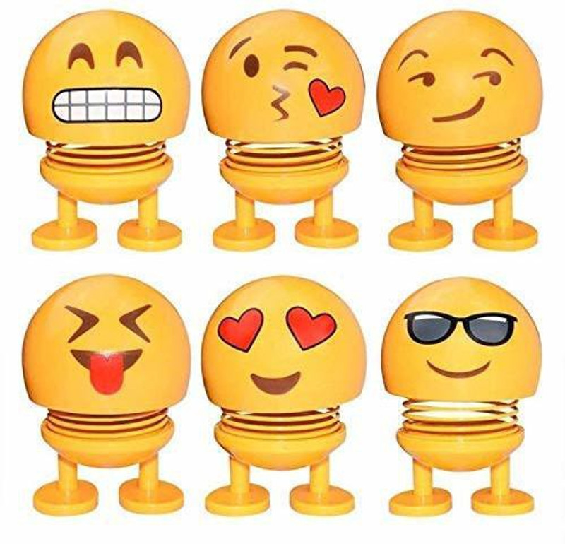 kasodariya enterprise Emoji/Smiley Spring Doll with bounce for Car(6-Pack)(Multicolor)
