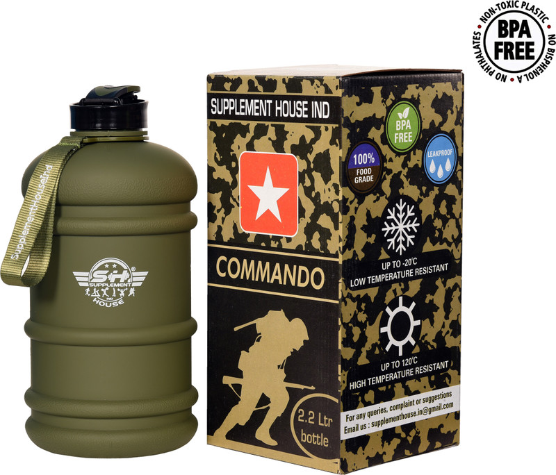 supplement house ind 2.2 Litre Tritan Water Bottle - Durable & Extra Strong - BPA Free - 2200 ml Bottle(Pack of 1, Green)