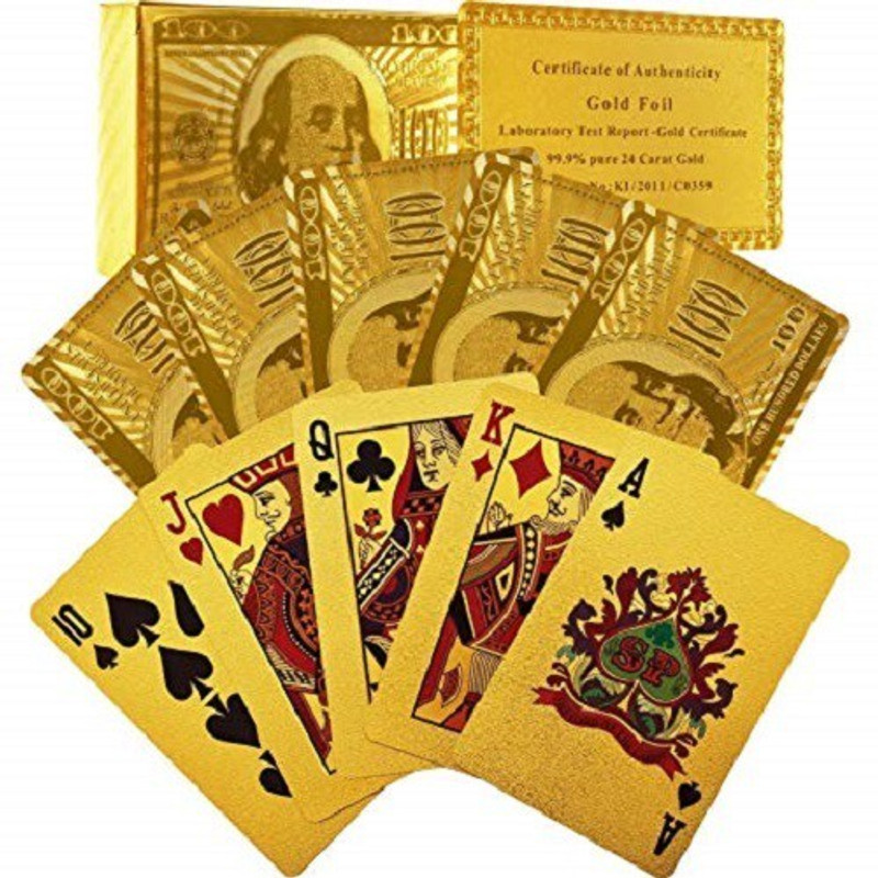 AweStuffs Imported Golden Waterproof durable Poker Playing 100 Dollar cards(Gold)