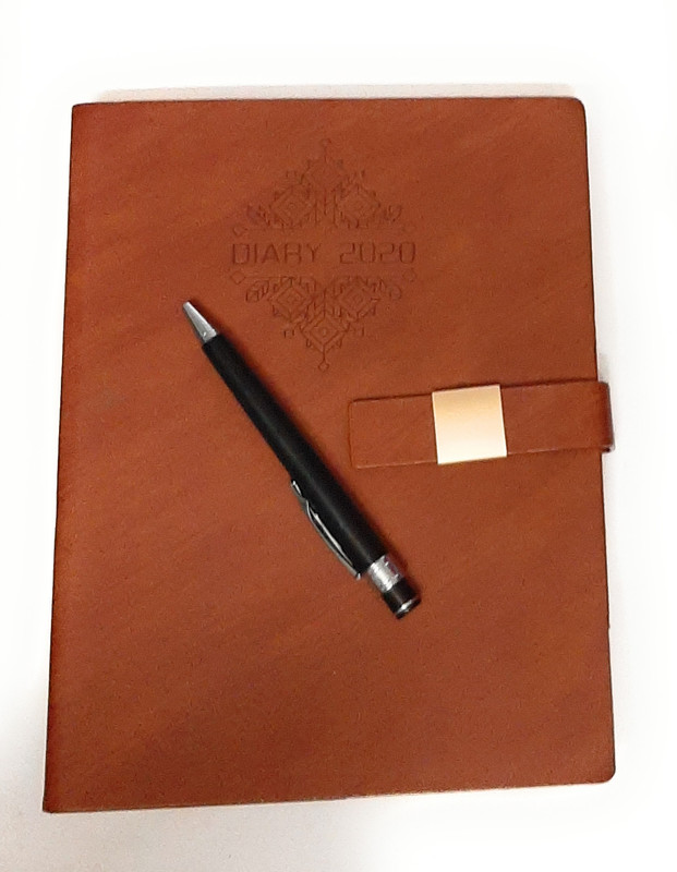 kannu B5 Diary(2020 Dated Corporate Diary with Monthly Calendar Combined with Beautiful Black Colour Ball Pen, Brown, Pack of 2)