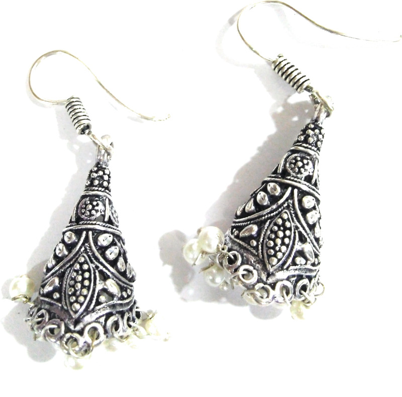 silvagoo cone shaped jhumki Beads Metal Tassel Earring