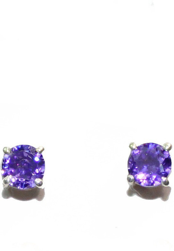 bhanu gems 925 Silver Round Blue Zirconia Stone Earring Zircon Silver Stud Earring