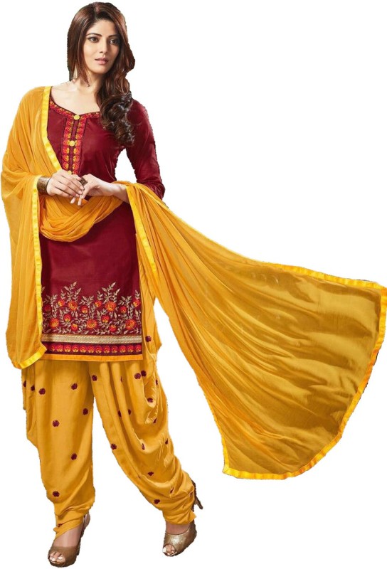 CLEZORA Cotton Embroidered, Solid Salwar Suit Material(Unstitched)