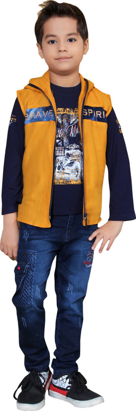v kid Boys Casual Jacket Pant(Yellow)
