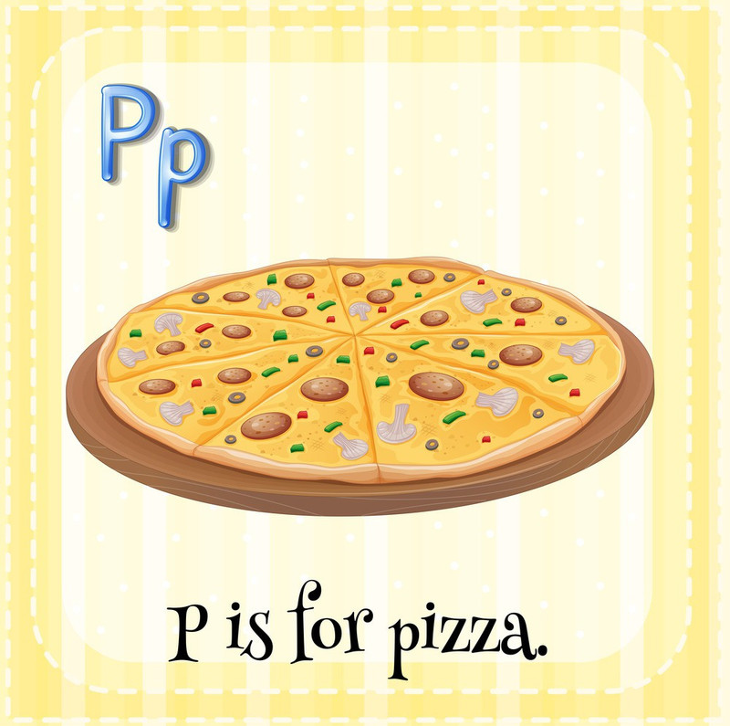 alphabet p for pizza Sticker Poster|Kids learning poster|Alphabet and number chart Paper Print(18 inch X 18 inch, Rolled)