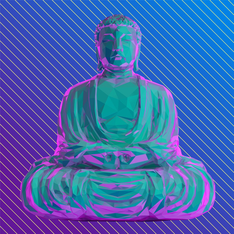 KD vaporwave buddha Sticker Poster|hindu god poster Paper Print(18 inch X 12 inch, Rolled)