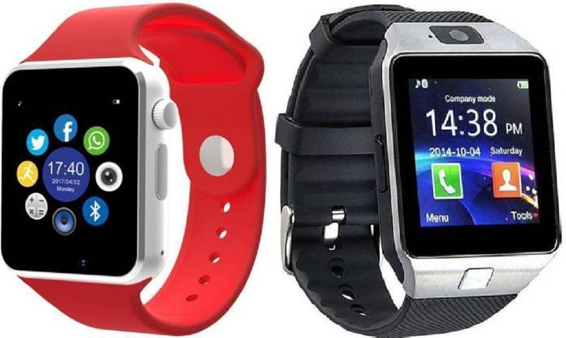 aybor smart calling watch with bluetooth red, SILVER Smartwatch(Red, Silver Strap FREE SIZE)
