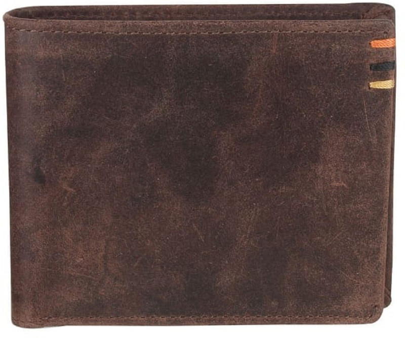 hintz Men Brown Genuine Leather Wallet(7 Card Slots)