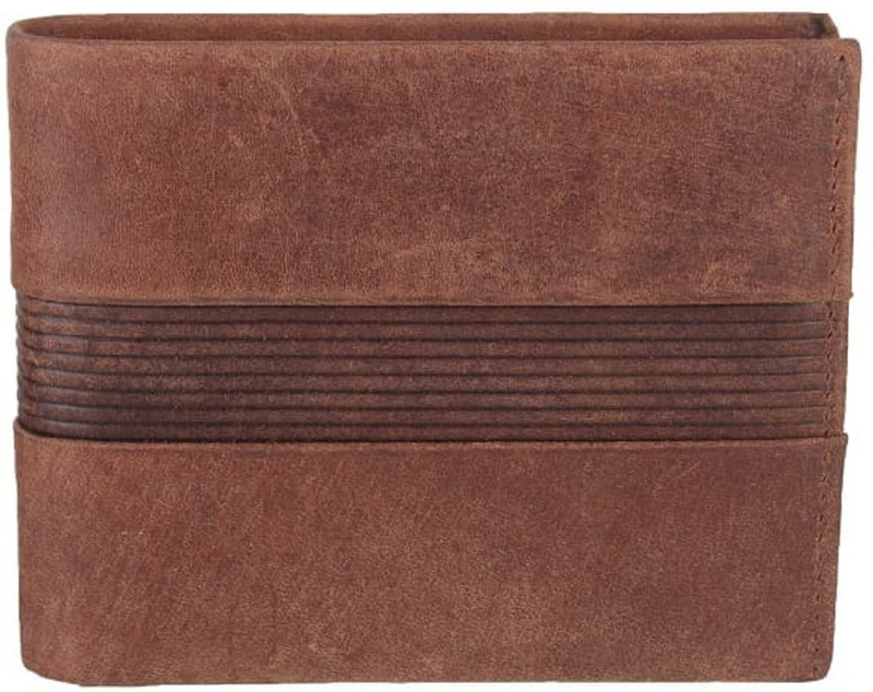 hintz Men Brown Genuine Leather Wallet(7 Card Slots)