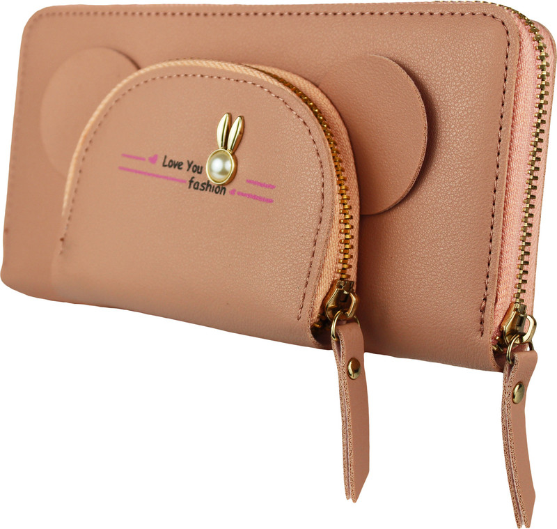 feather cruz Women Tan Canvas Wallet(5 Card Slots)