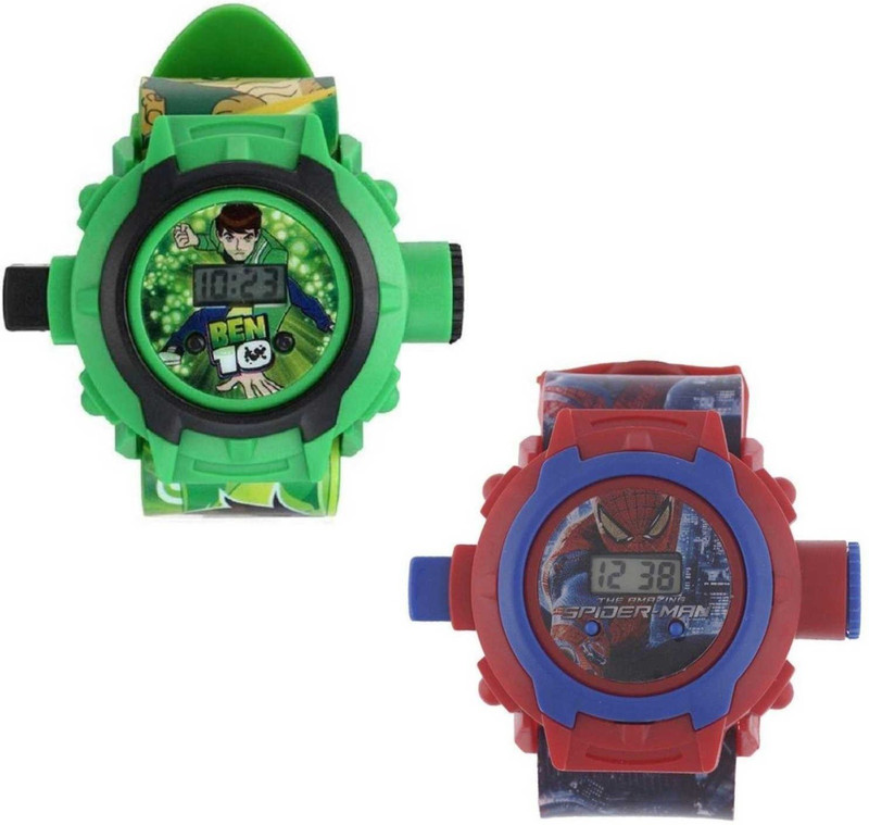 time gp Beautiful 0-2FR -116Y Spidr-Men &Ben10 Beautiful Combo Ben 10 & Spider-Man Projector SD,0-66 Kids Watch - For Boys Digital Watch - For Boys Digital Watch  - For Boys & Girls