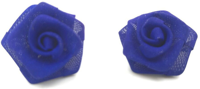 sporty trendz 22 K Gold Plated Blue Rose Flower Fancy Earring Fabric, Silk Dori, Metal Stud Earring