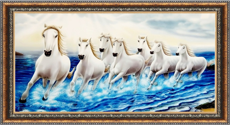 Catalogwala White Seven Horses Running On Water Vastu Wall Art Painting With Frame Digital Reprint 8 Inch X 16 Inch Painting Buy Online In Serbia At Serbia Desertcart Com Productid 158561942