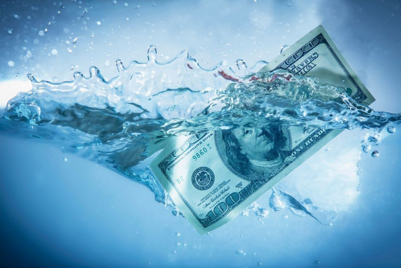 Dollar sinking in water sticker poster|save water quotes Paper Print(18 inch X 12 inch, Rolled)