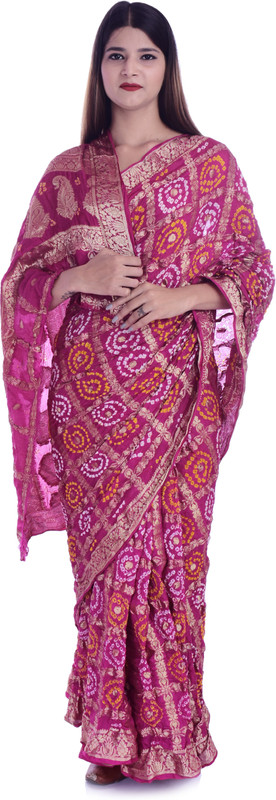 sg drapes Embroidered Bandhej Art Silk Saree(Multicolor)