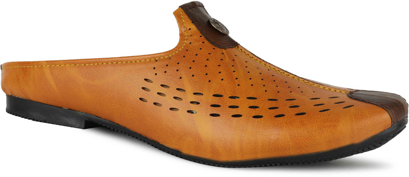 von huette Lazer Cut Casual Comfortable Nagra Mule Jutis For Men(Tan)