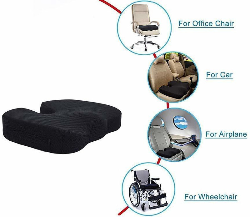 kroywen Comfort Non-Slip Orthopedic Coccyx Seat Cushion(Black)