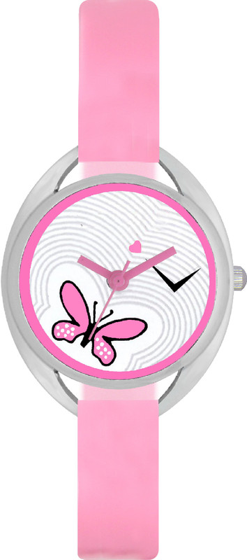 omey Om 121 White Dial Pink Butterfly Genuine Leather Analog Watch For Men Analog Watch  - For Women