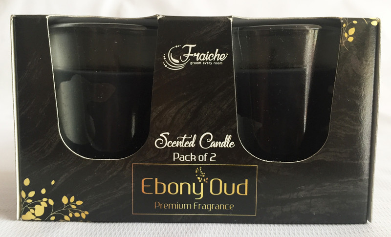 fraiche ebony oud premium fragnance decorative scented candles Candle(Black, Pack of 2)