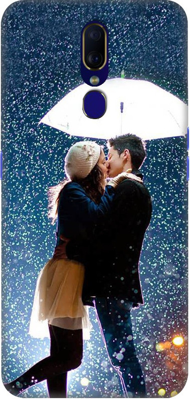 OBOkart Back Cover for Oppo F11(Romantic couple kissing under an umbrella, Shock Proof)