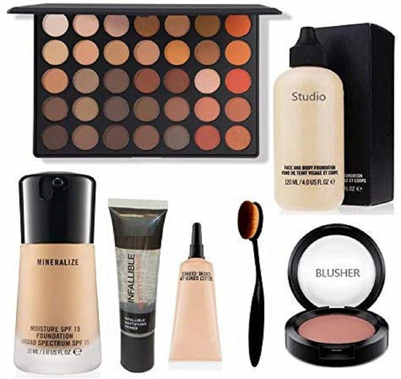 blushinsta Compact loose powder 15 shade pallet cover up concealer blusher(8 Items in the set)