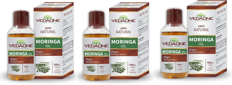 vedaone 100% Pure Natural Cold Pressed Moringa Hair Oil-100 ml(Pack of 3) Hair Oil(100 ml)