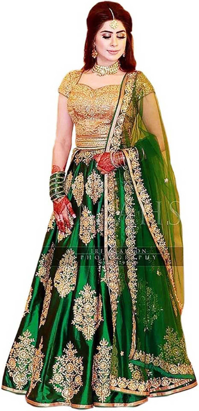 dhyani fashion Embroidered Semi Stitched Lehenga Choli(Green)
