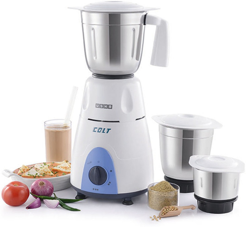 USHA Colt 500 W Mixer Grinder(MG 3053 COLT | 3 Jars | White)