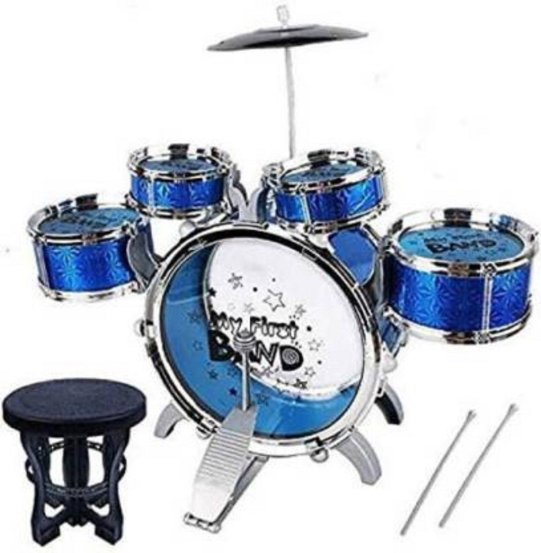 shreejienterprise Jazz Drum Set Big Size Musical Drum Set with 5 Drums, Cymbal and Chair(Multicolor)