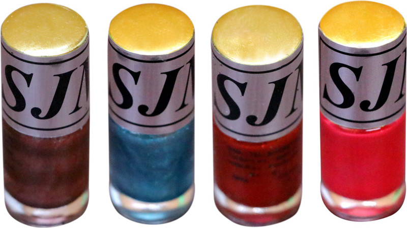 sjm Nail polish Blue, gray, dark red(Pack of 4)