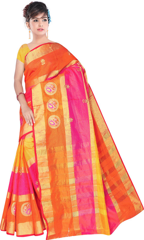 sg drapes Self Design Kota Doria Cotton Viscose Blend Saree(Multicolor)