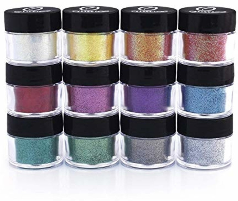 spirea collection Multipurpose Face Body Eyes Fine Loose Glitter Powder (Pack of 12)(multicolor)