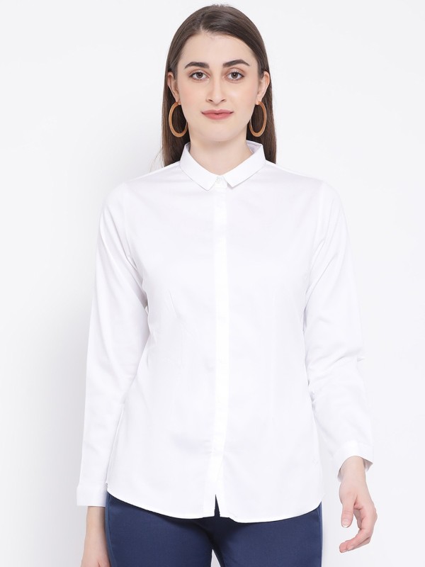 Crimsoune Club Women Solid Casual White Shirt