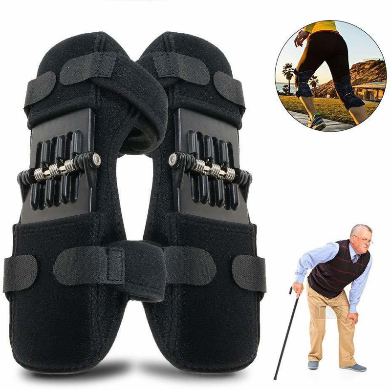 kroywen Knee Support Power Lift Spring Joint Brace Pad(Black)