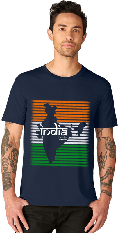 bluehaaat Graphic Print Men Round Neck Dark Blue T-Shirt