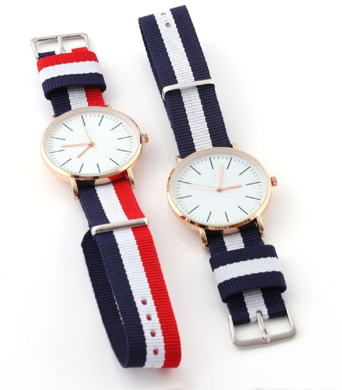 selicon velly DW_BLUE_RED New Stylish and Attractive Unique designer Quartz Movement Slim Dial Cloth strap Men's and Boy's 2 Beautiful Watch (Combo Offer) Analog Watch  - For Men