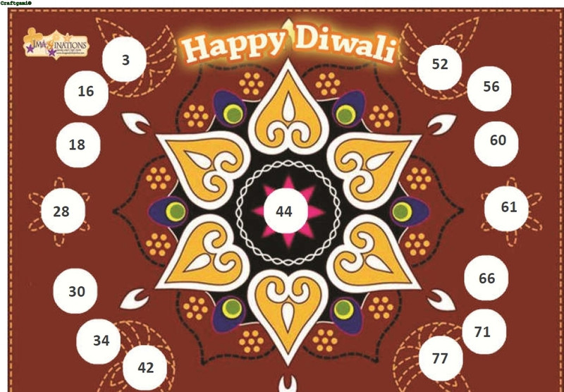 craftgami Diwali Theme Tambola Housie Tickets Board Game