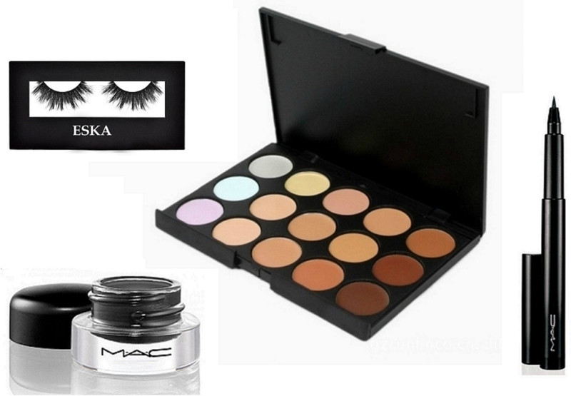 eska Eyelashes, 15 Shades Concealer Palette,gel(4 Items in the set)