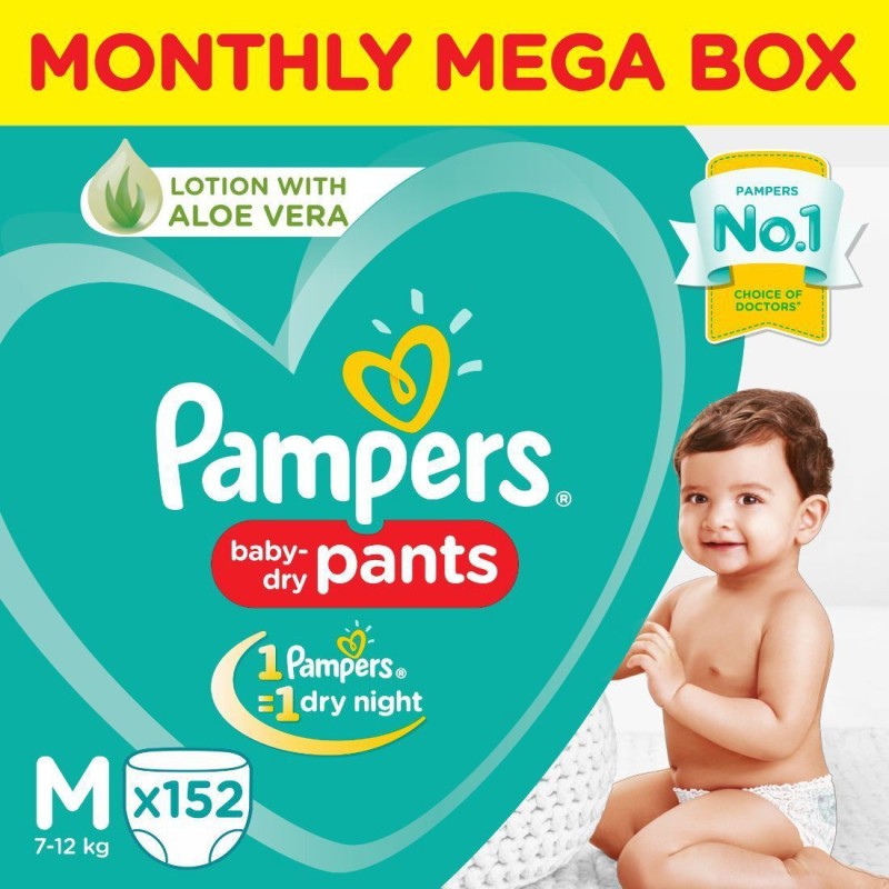 Pampers Pants Diapers Monthly Box Pack New - M(152 Pieces)