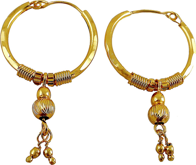 Buy manohar ROLD GOLD Gold Plated Fancy Hoop bali earing Gold