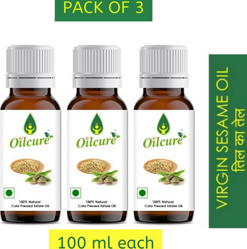 oilcure Pure Cold Pressed Edible Oil Sesame Oil Plastic Bottle(3 x 33.33 ml)