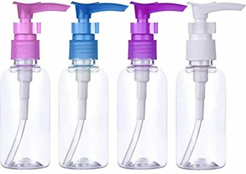 sandip 100 ml Lotion Dispenser Pump Bottle (pack of 4 - Multi color) 100 ml Lotion, Gel, Conditioner, Foam, Shampoo Dispenser(Multicolor)
