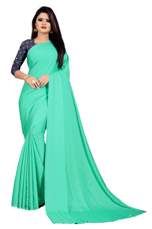 srapo Solid Bollywood Pure Satin Saree(Multicolor)