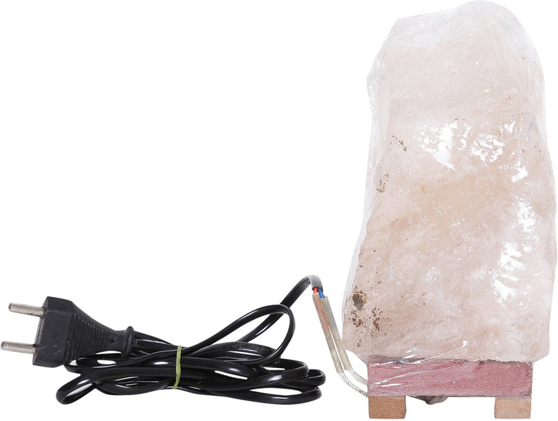 mandate Himalayan Rock Salt Lamp Hand - Carved Natural Shaped Table Lamp(9 cm, White)
